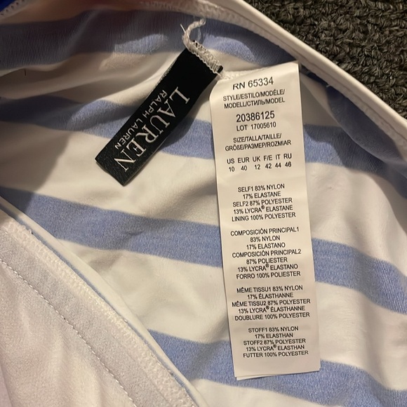 Lauren Ralph Lauren Port Stripe Lace Front Bandini Top NWT Women's size 10 - Picture 6 of 6